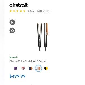 Dyson Airstrait Hair Straightener in Nickel and Copper